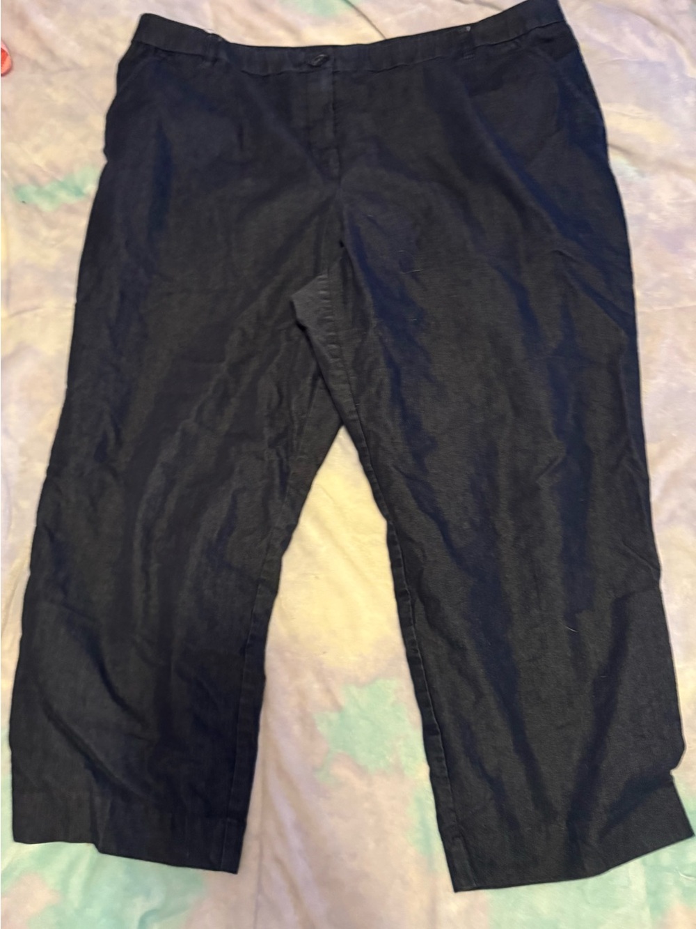 Larry Levine Navy Cropped Straight-Leg Capris